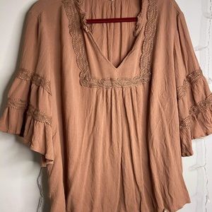 Dusty Rose Trim Detailed Blouse